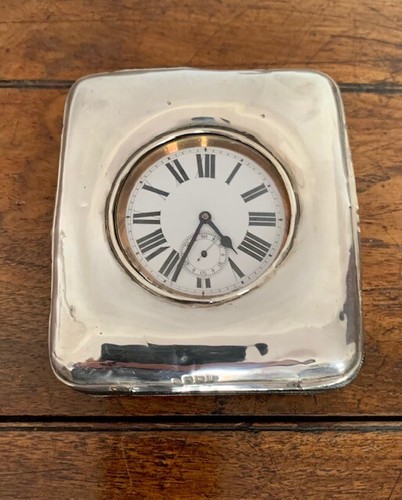 Silver desk clock - clock, vintage