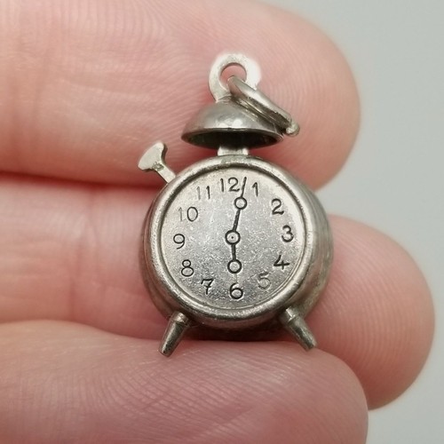 Vintage silver alarm - vintage, clock