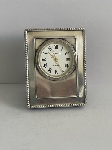 Hallmarked silver desk clock - silver,